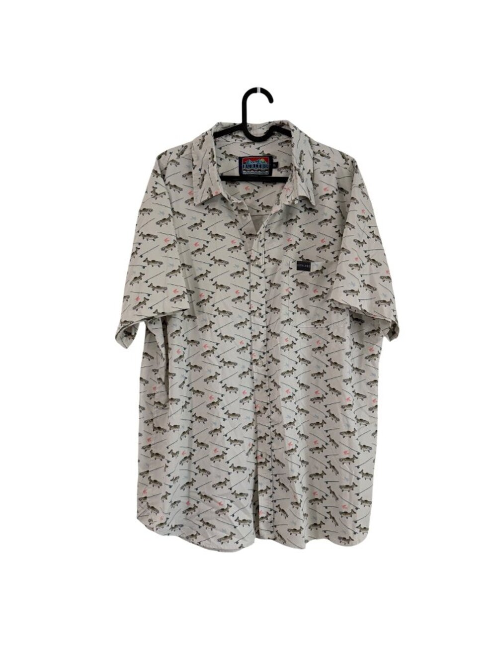 Burlebo Sockeye Salmon Mens XLarge Fishing Performance Short Sleeve Button Shirt